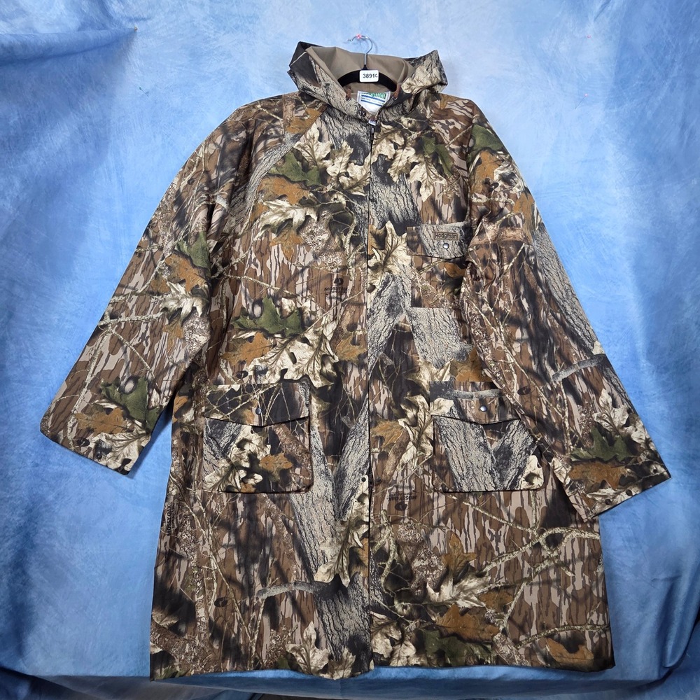 Hodgman Mossy Oak Break-Up Camo Rain Parka Jacket Mens XXL Hooded Hunting Coat